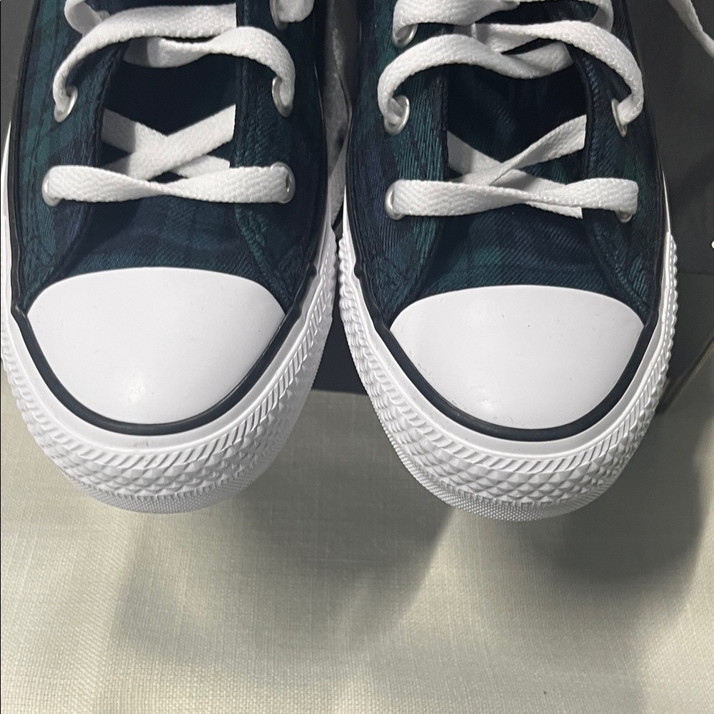 Converse Kids High-Top Sneakers - plaid green yellow white NWOT size 5